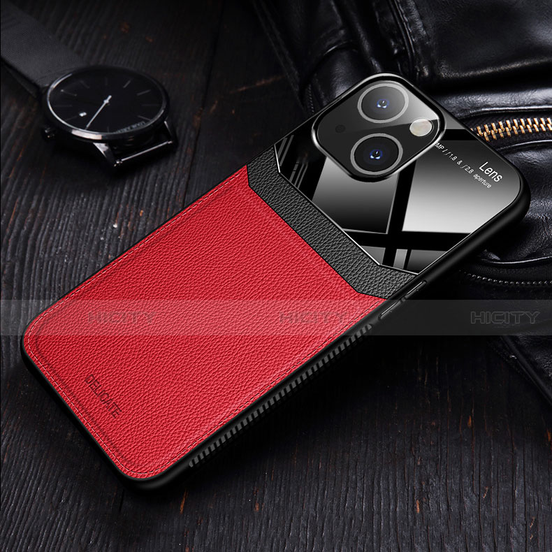 Apple iPhone 13 Mini用シリコンケース ソフトタッチラバー レザー柄 アンド指輪 マグネット式 S03 アップル