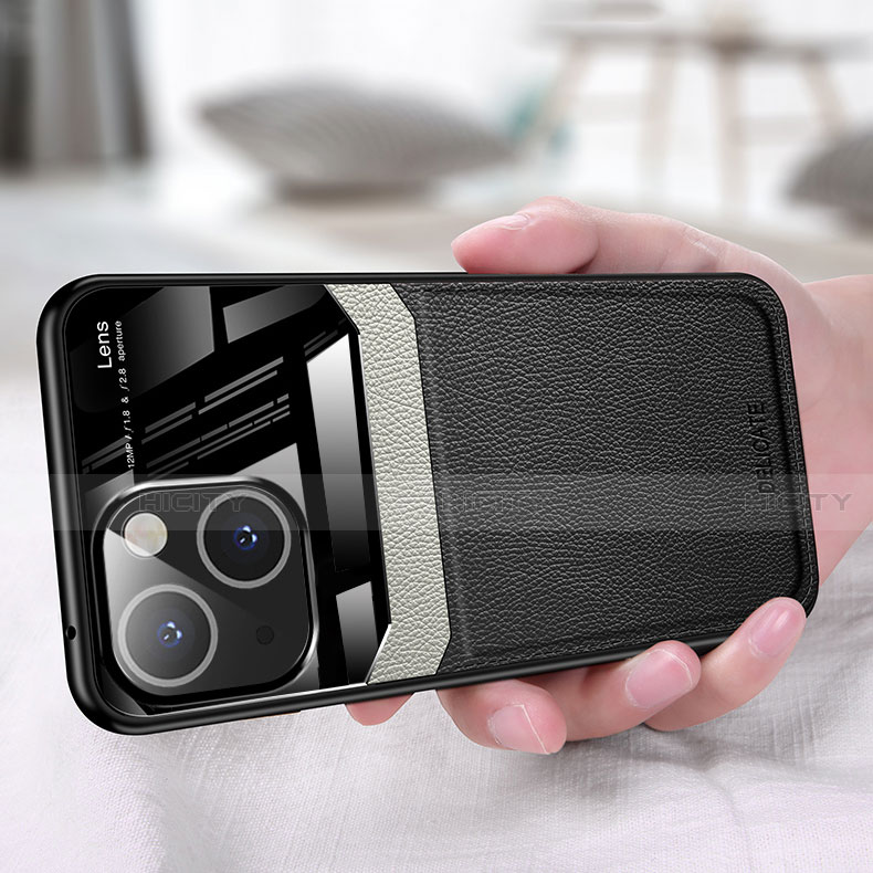 Apple iPhone 13 Mini用シリコンケース ソフトタッチラバー レザー柄 アンド指輪 マグネット式 S03 アップル