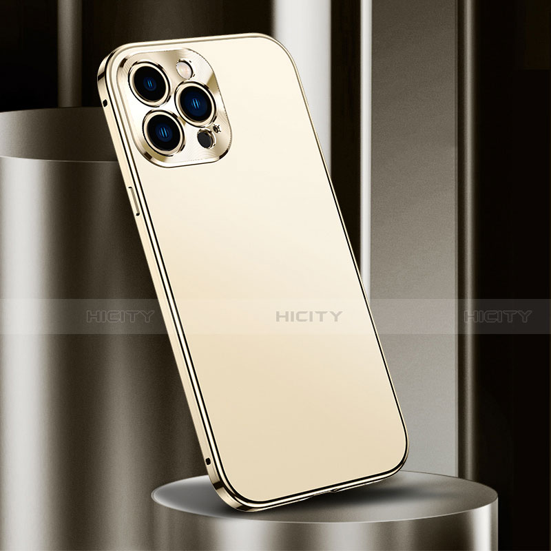 Apple iPhone 13 Pro用ケース 高級感 手触り良い アルミメタル 製の金属製 カバー M03 アップル ゴールド