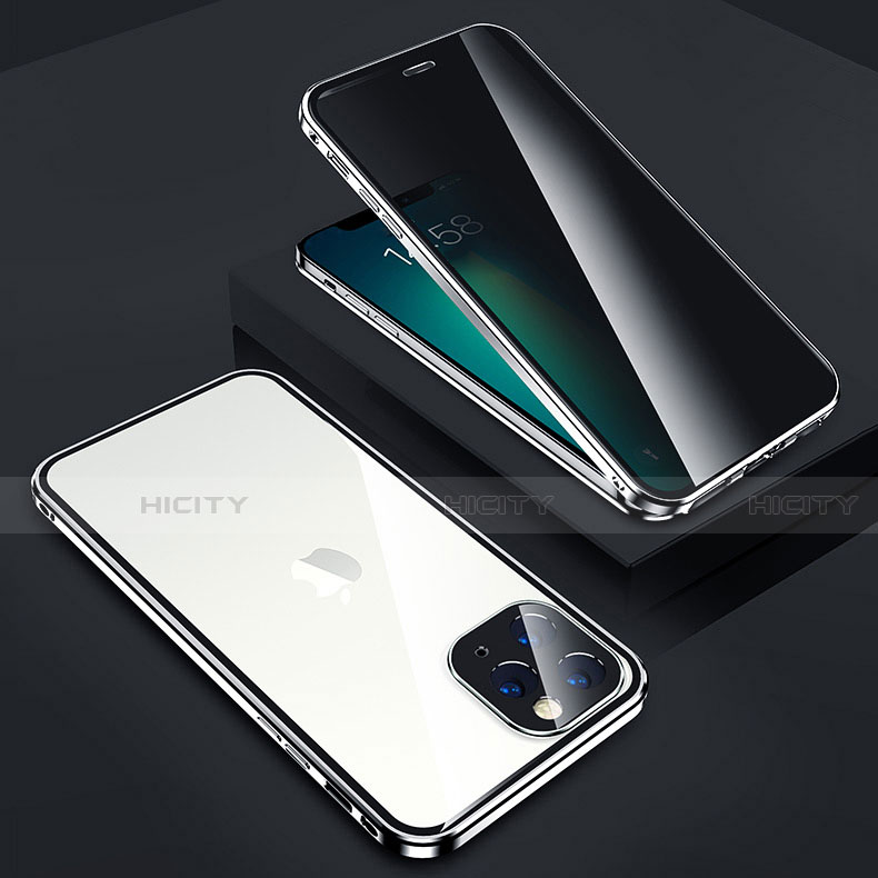 Apple iPhone 13 Pro用ケース 高級感 手触り良い アルミメタル 製の金属製 360度 フルカバーバンパー 鏡面 カバー Z05 アップル シルバー