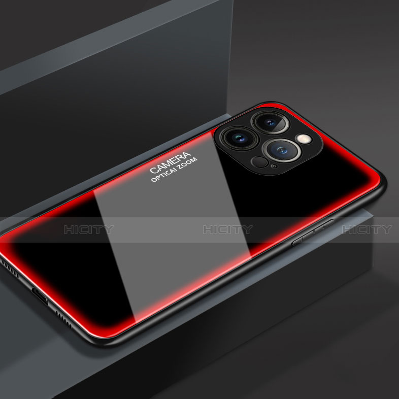 Apple iPhone 13 Pro用ハイブリットバンパーケース プラスチック 鏡面 カバー M01 アップル レッド