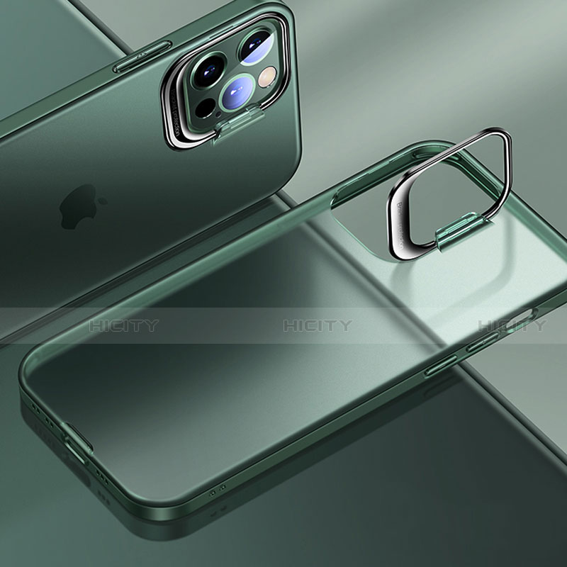 Apple iPhone 13 Pro用極薄ケース クリア透明 プラスチック 質感もマットU08 アップル グリーン