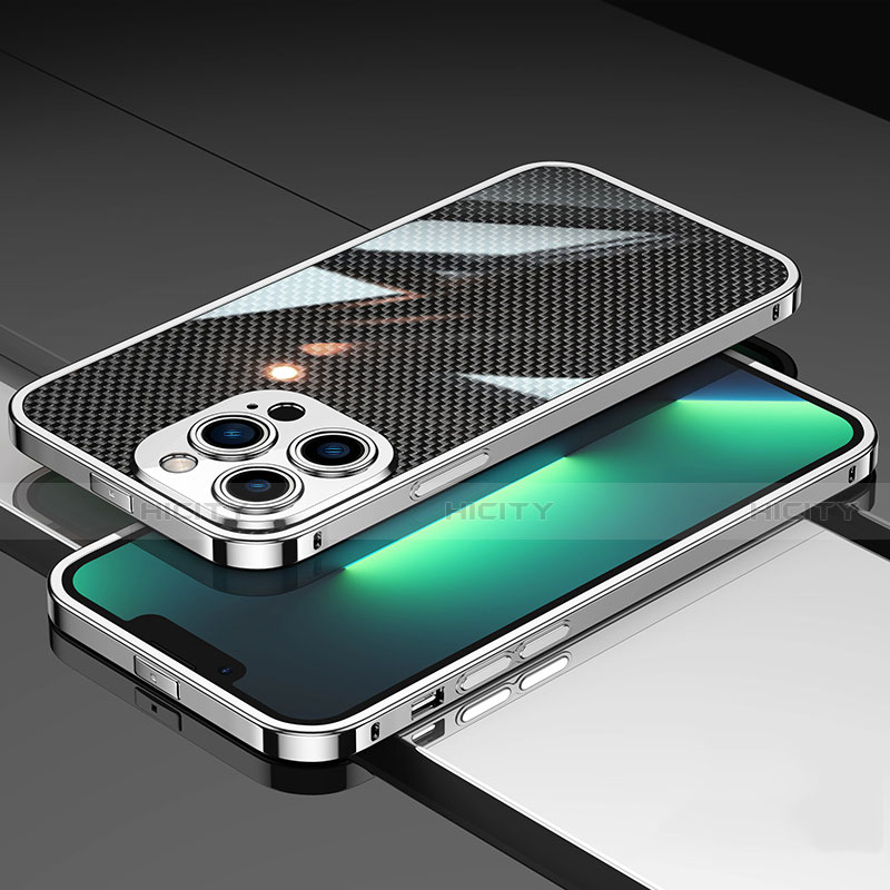 Apple iPhone 13 Pro用ケース 高級感 手触り良い アルミメタル 製の金属製 バンパー カバー A02 アップル シルバー