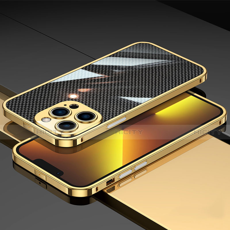 Apple iPhone 13 Pro用ケース 高級感 手触り良い アルミメタル 製の金属製 バンパー カバー A02 アップル ゴールド