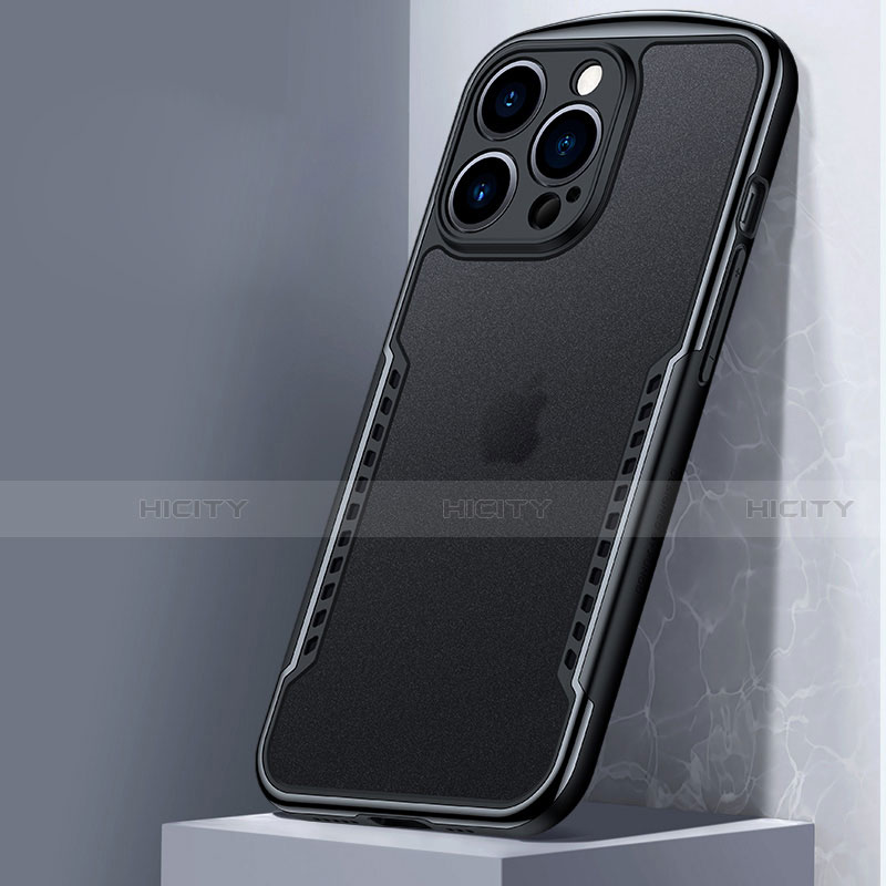 Apple iPhone 13 Pro用ハイブリットバンパーケース クリア透明 プラスチック 鏡面 カバー M01 アップル ブラック