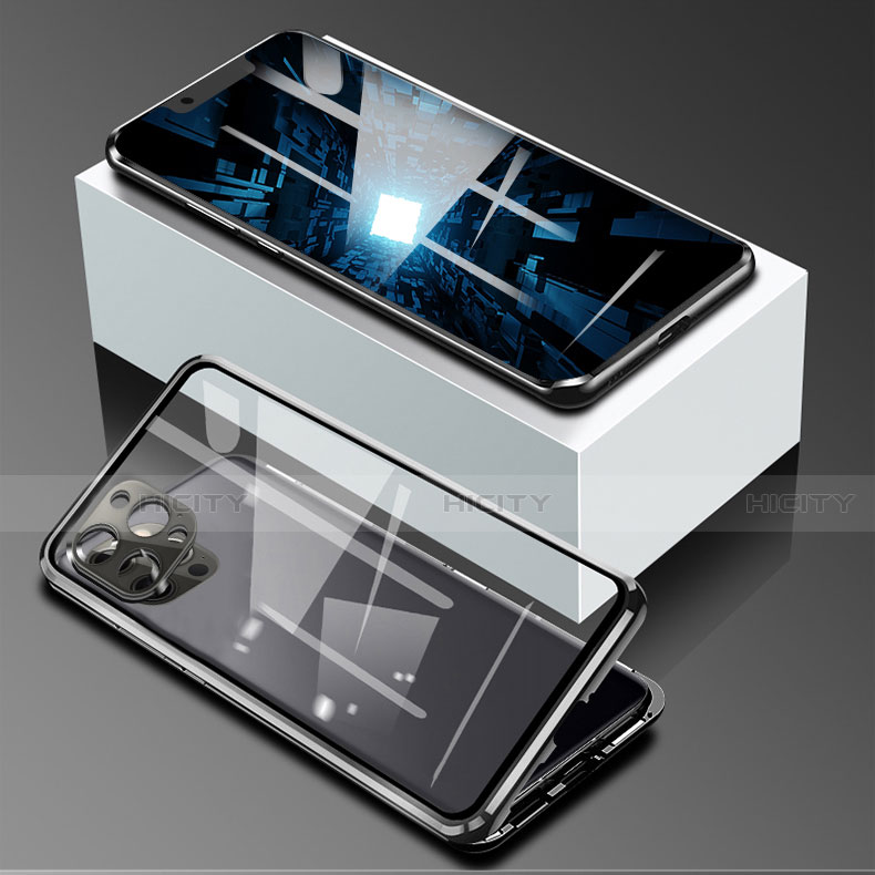 Apple iPhone 13 Pro用ケース 高級感 手触り良い アルミメタル 製の金属製 360度 フルカバーバンパー 鏡面 カバー アップル ブラック