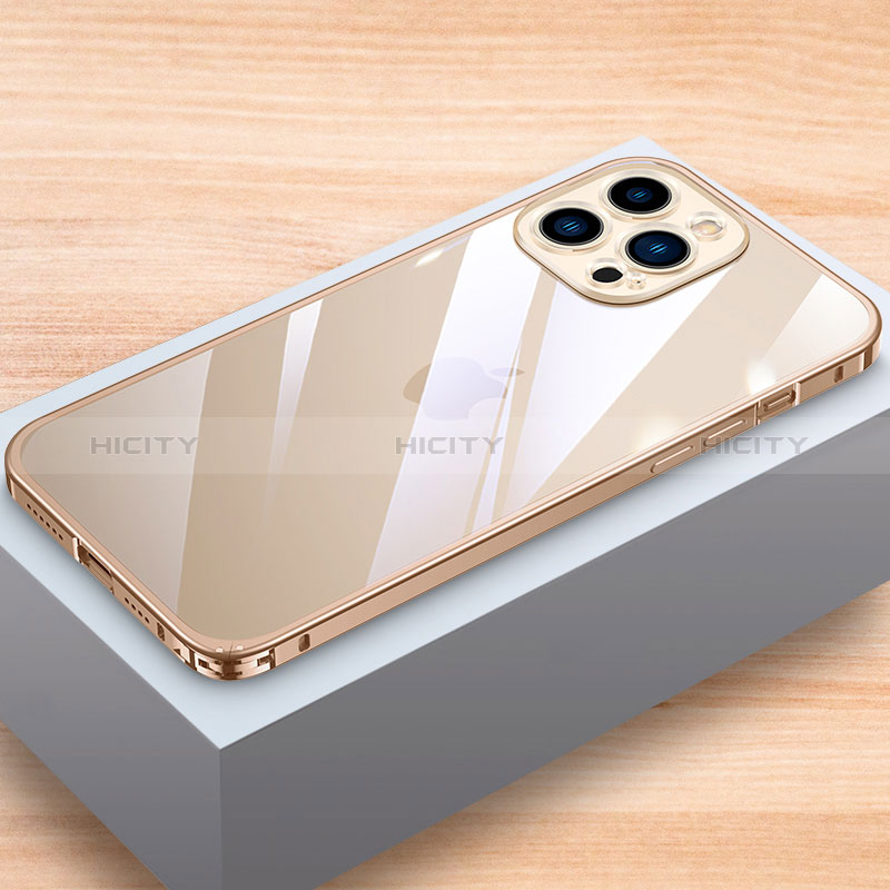 Apple iPhone 13 Pro用ケース 高級感 手触り良い アルミメタル 製の金属製 バンパー カバー LK1 アップル ゴールド