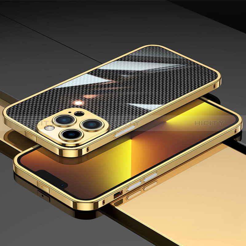 Apple iPhone 13 Pro用ケース 高級感 手触り良い アルミメタル 製の金属製 バンパー カバー JL1 アップル ゴールド