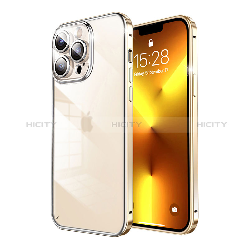 Apple iPhone 13 Pro用ケース 高級感 手触り良い メタル兼プラスチック バンパー LF7 アップル ゴールド