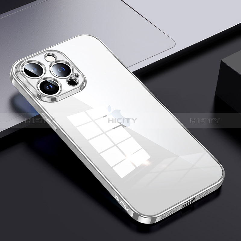 Apple iPhone 13 Pro用ハイブリットバンパーケース クリア透明 プラスチック カバー LD2 アップル シルバー