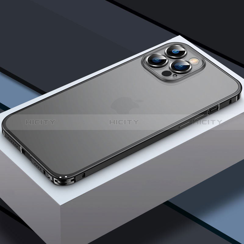 Apple iPhone 13 Pro用ケース 高級感 手触り良い メタル兼プラスチック バンパー QC3 アップル ブラック