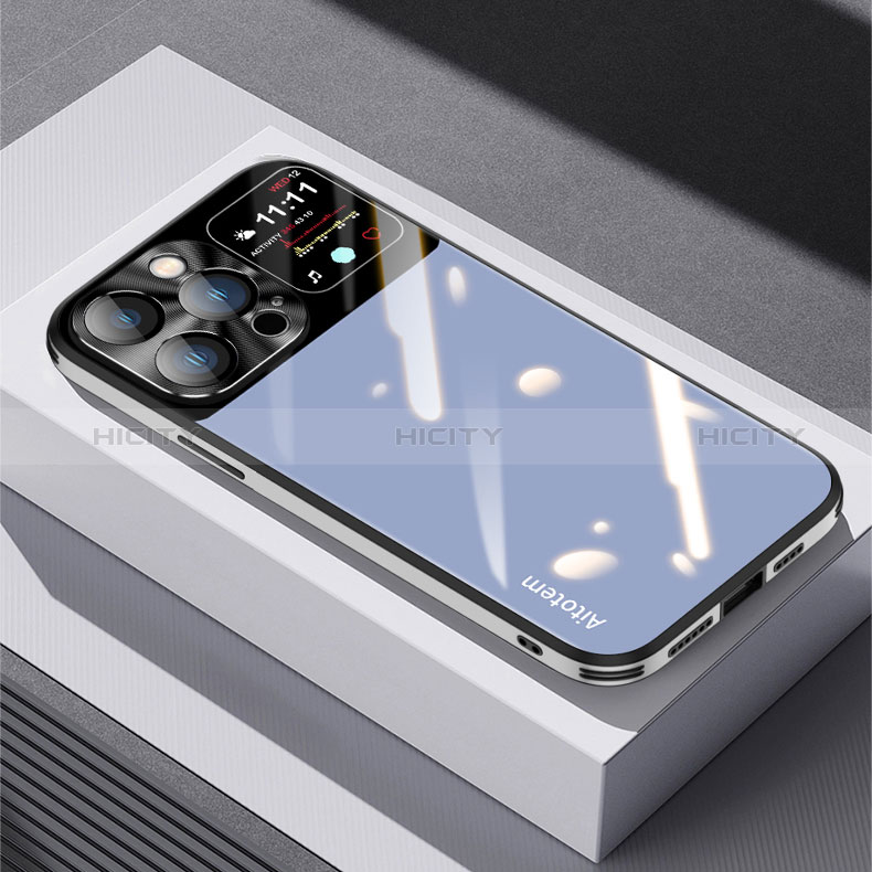 Apple iPhone 13 Pro用ハイブリットバンパーケース プラスチック 鏡面 カバー AT1 アップル ネイビー