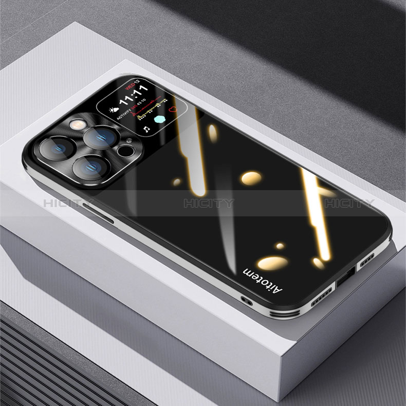 Apple iPhone 13 Pro用ハイブリットバンパーケース プラスチック 鏡面 カバー AT1 アップル ブラック