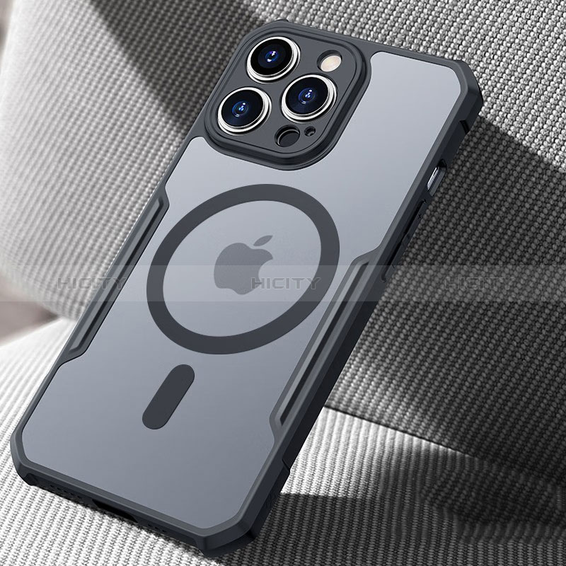 Apple iPhone 13 Pro用極薄ソフトケース シリコンケース 耐衝撃 全面保護 クリア透明 カバー Mag-Safe 磁気 Magnetic XD6 アップル ブラック