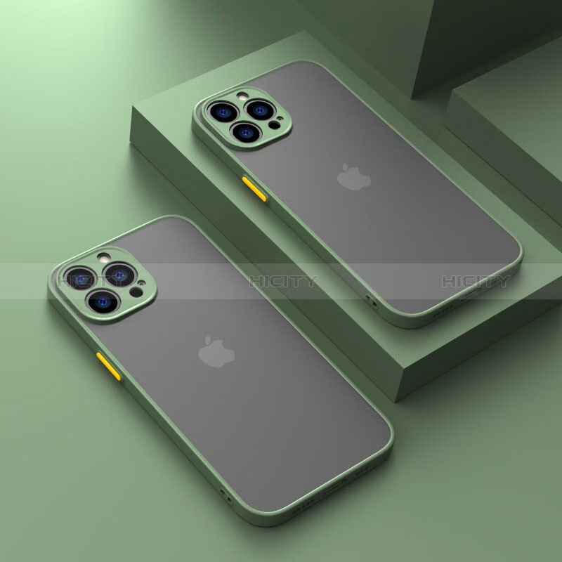 Apple iPhone 13 Pro用ハイブリットバンパーケース クリア透明 プラスチック カバー LS1 アップル グリーン