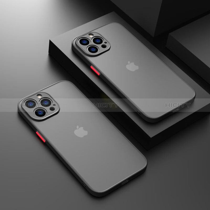 Apple iPhone 13 Pro用ハイブリットバンパーケース クリア透明 プラスチック カバー LS1 アップル ブラック