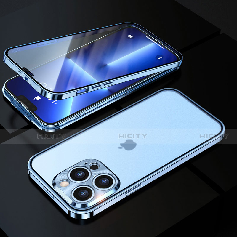 Apple iPhone 13 Pro用ケース 高級感 手触り良い アルミメタル 製の金属製 360度 フルカバーバンパー 鏡面 カバー M01 アップル 