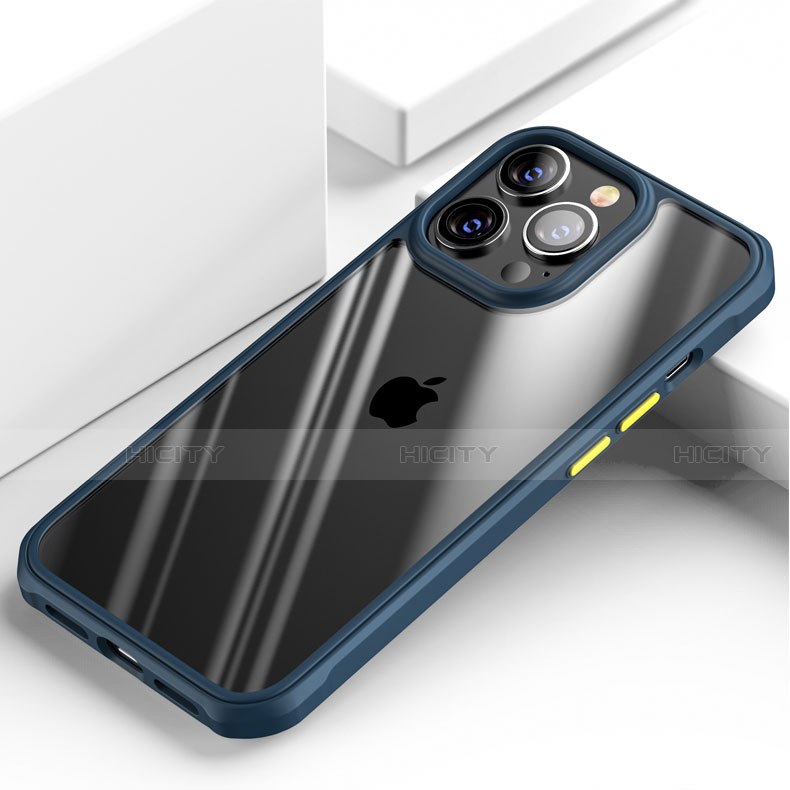 Apple iPhone 13 Pro用ハイブリットバンパーケース クリア透明 プラスチック 鏡面 カバー M03 アップル 