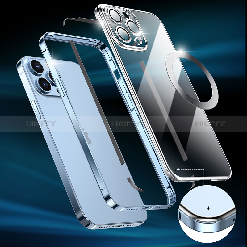 Apple iPhone 13 Pro用ケース 高級感 手触り良い メタル兼プラスチック バンパー Mag-Safe 磁気 Magnetic LF5 アップル 