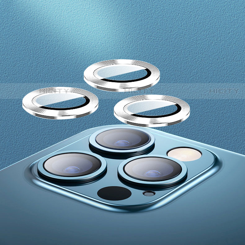 Apple iPhone 13 Pro用強化ガラス カメラプロテクター カメラレンズ 保護ガラスフイルム C04 アップル シルバー