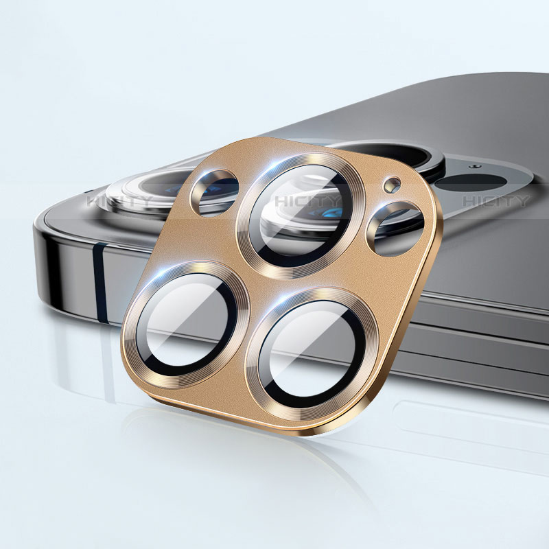 Apple iPhone 13 Pro用強化ガラス カメラプロテクター カメラレンズ 保護ガラスフイルム C09 アップル ゴールド