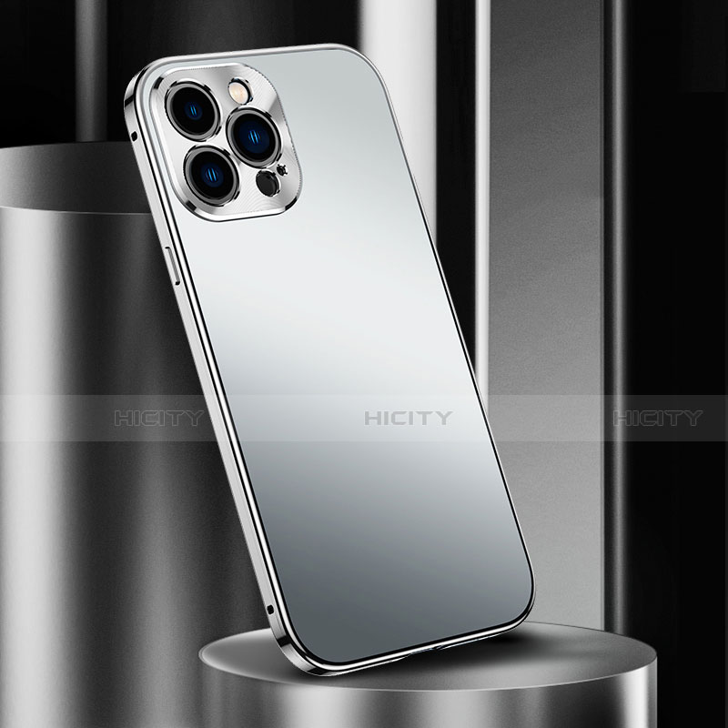 Apple iPhone 13 Pro Max用ケース 高級感 手触り良い アルミメタル 製の金属製 カバー M03 アップル シルバー