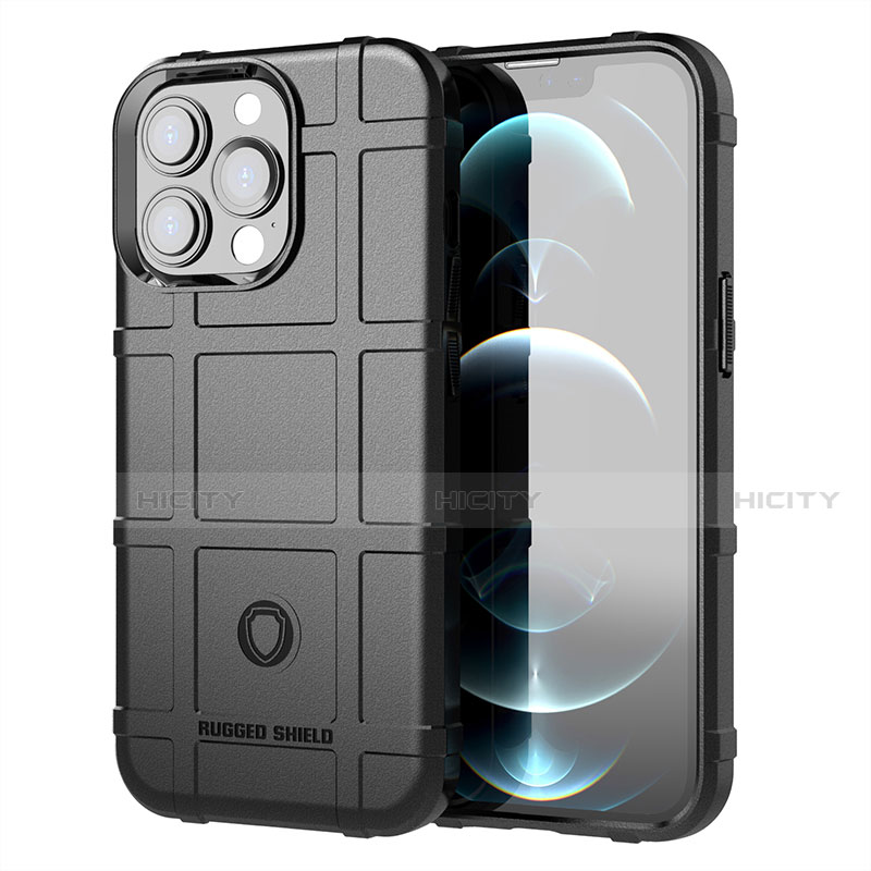 Apple iPhone 13 Pro Max用360度 フルカバー極薄ソフトケース シリコンケース 耐衝撃 全面保護 バンパー G05 アップル ブラック