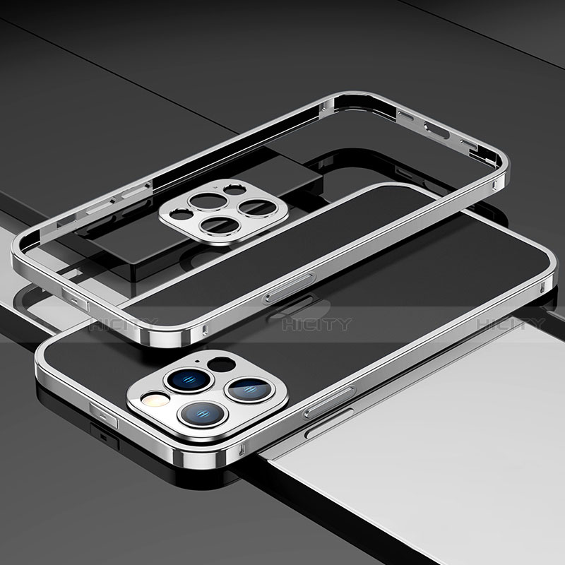 Apple iPhone 13 Pro Max用ケース 高級感 手触り良い アルミメタル 製の金属製 バンパー カバー A03 アップル シルバー