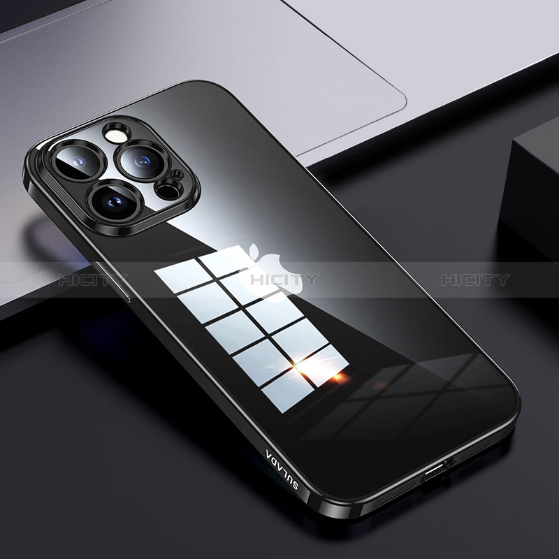 Apple iPhone 13 Pro Max用ハイブリットバンパーケース クリア透明 プラスチック カバー LD2 アップル ブラック