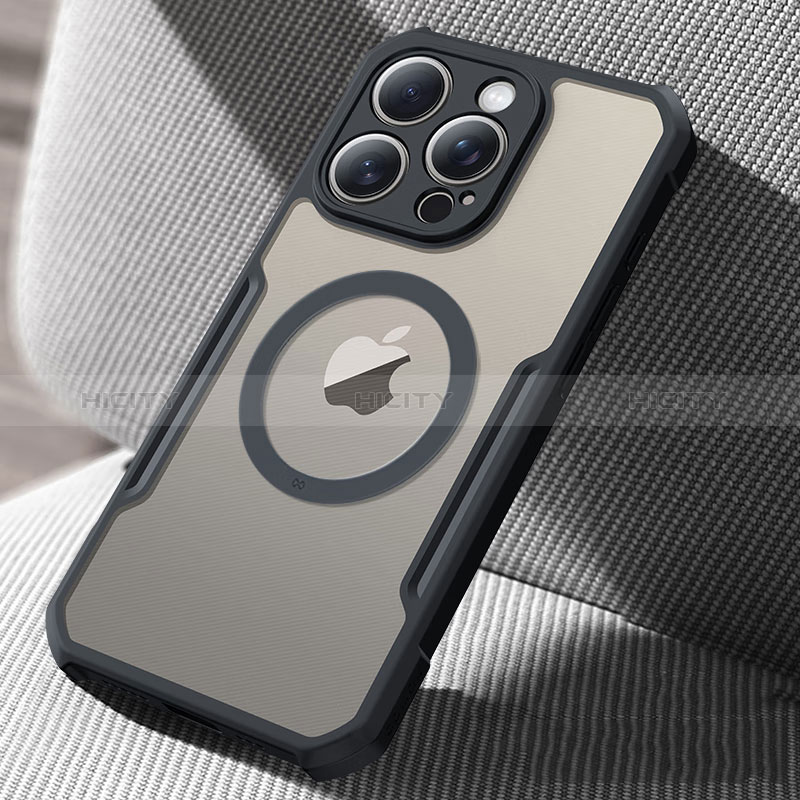 Apple iPhone 13 Pro Max用極薄ソフトケース シリコンケース 耐衝撃 全面保護 クリア透明 カバー Mag-Safe 磁気 Magnetic X02D アップル ブラック