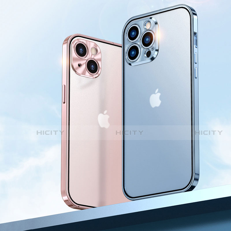 Apple iPhone 13 Pro Max用ケース 高級感 手触り良い アルミメタル 製の金属製 360度 フルカバーバンパー 鏡面 カバー M01 アップル 