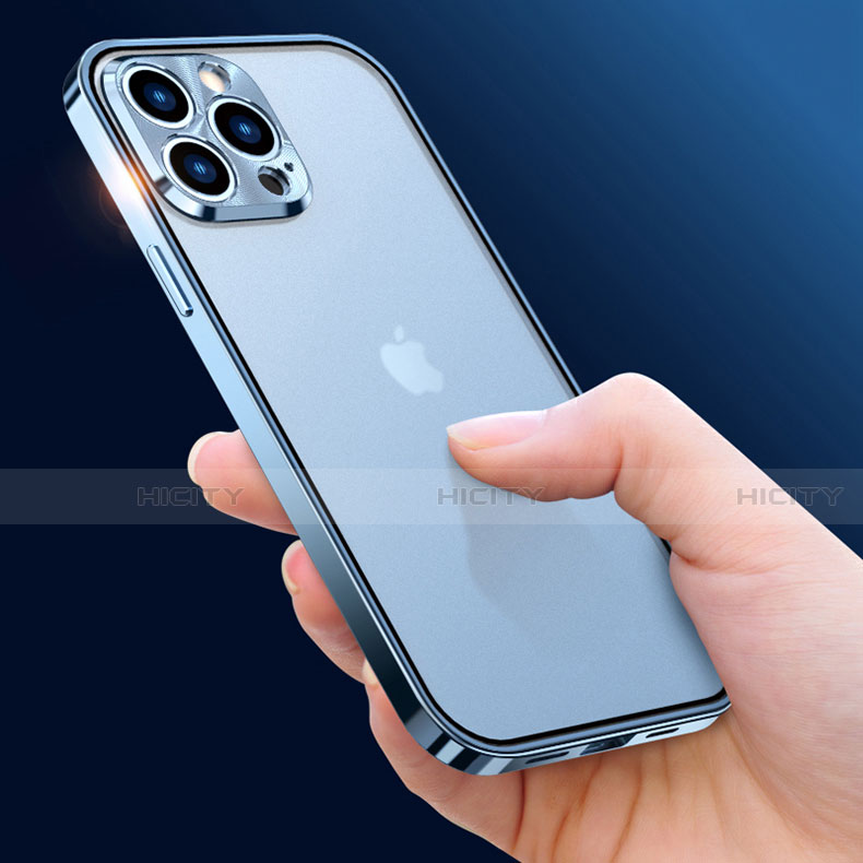 Apple iPhone 13 Pro Max用ケース 高級感 手触り良い アルミメタル 製の金属製 360度 フルカバーバンパー 鏡面 カバー M01 アップル 