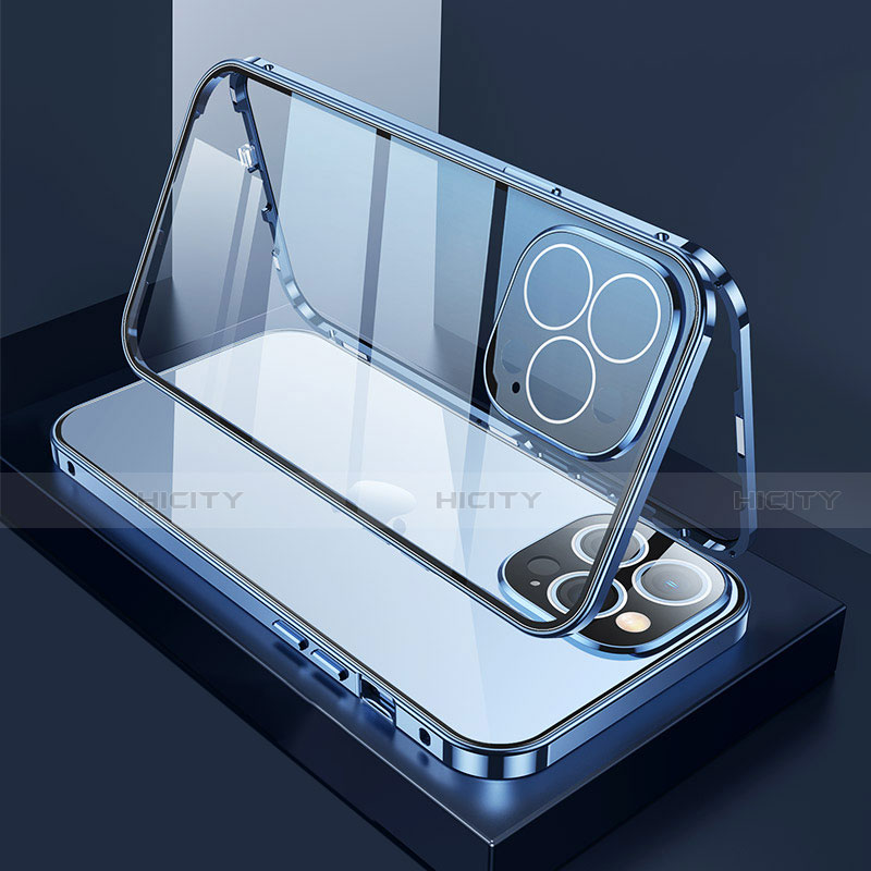Apple iPhone 13 Pro Max用ケース 高級感 手触り良い アルミメタル 製の金属製 360度 フルカバーバンパー 鏡面 カバー M02 アップル 