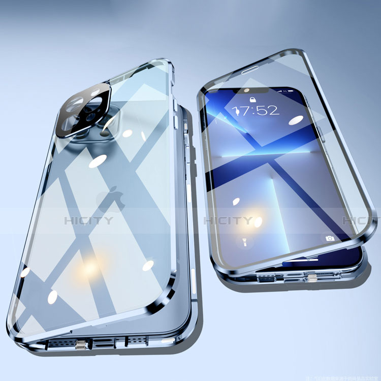 Apple iPhone 13 Pro Max用ケース 高級感 手触り良い アルミメタル 製の金属製 360度 フルカバーバンパー 鏡面 カバー M05 アップル 