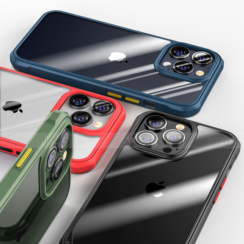 Apple iPhone 13 Pro Max用ハイブリットバンパーケース クリア透明 プラスチック 鏡面 カバー M03 アップル 