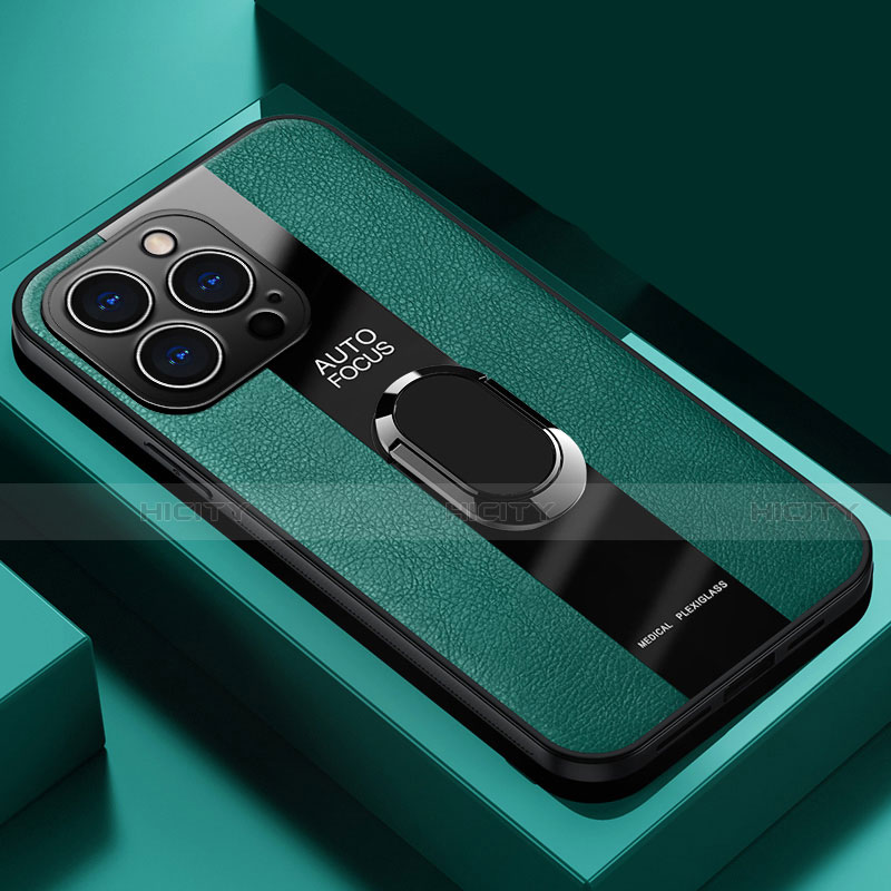 Apple iPhone 13 Pro Max用シリコンケース ソフトタッチラバー レザー柄 アンド指輪 マグネット式 S04 アップル