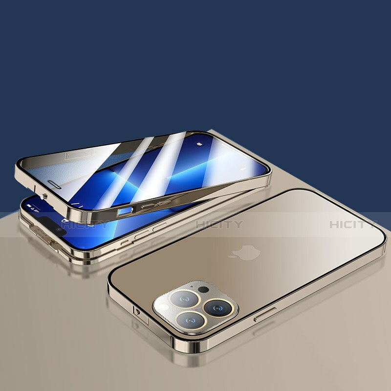 Apple iPhone 13 Pro Max用ケース 高級感 手触り良い アルミメタル 製の金属製 360度 フルカバーバンパー 鏡面 カバー M10 アップル 
