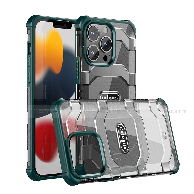 Apple iPhone 13 Pro Max用ハイブリットバンパーケース プラスチック 兼シリコーン カバー 前面と背面 360度 フル U03 アップル