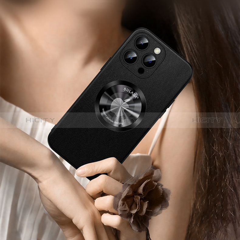 Apple iPhone 13 Pro Max用ケース 高級感 手触り良いレザー柄 Mag-Safe 磁気 Magnetic LD2 アップル 