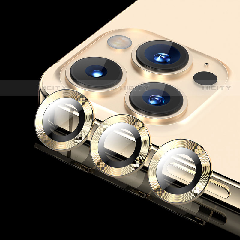 Apple iPhone 13 Pro Max用強化ガラス カメラプロテクター カメラレンズ 保護ガラスフイルム C08 アップル ゴールド