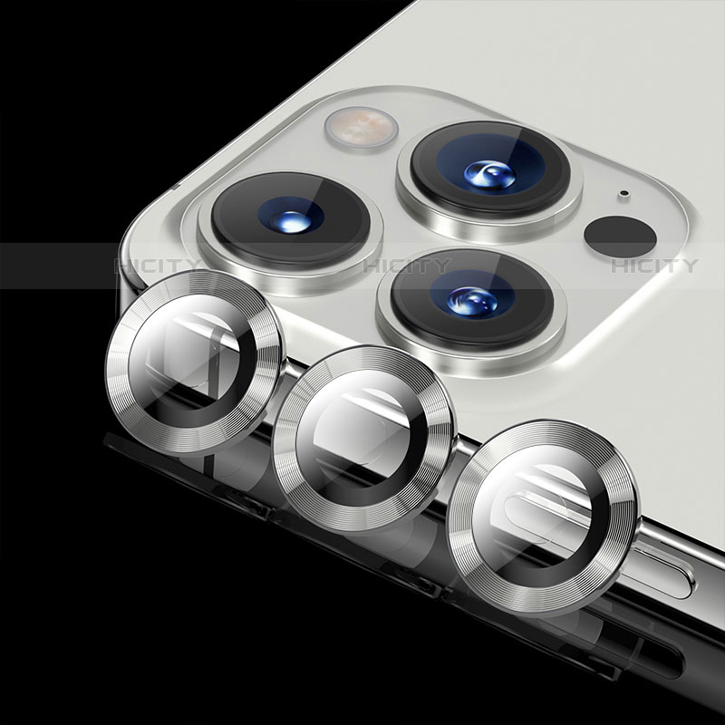Apple iPhone 13 Pro Max用強化ガラス カメラプロテクター カメラレンズ 保護ガラスフイルム C08 アップル シルバー