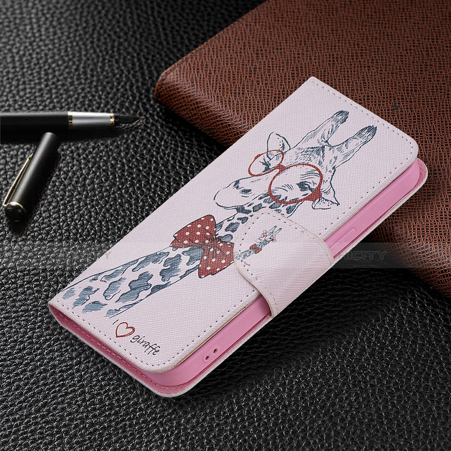 Apple iPhone 14用手帳型 レザーケース スタンド 花 カバー L01 アップル ピンク
