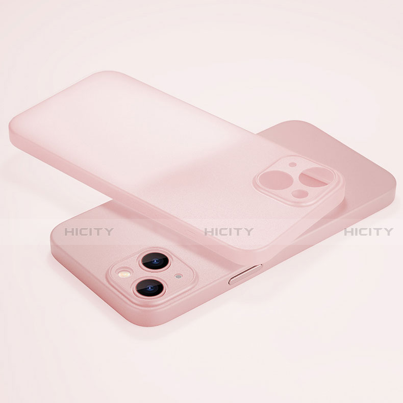 Apple iPhone 14用極薄ケース クリア透明 プラスチック 質感もマットU02 アップル ピンク