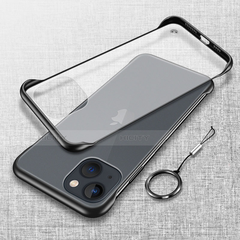 Apple iPhone 14用ハードカバー クリスタル クリア透明 H02 アップル ブラック