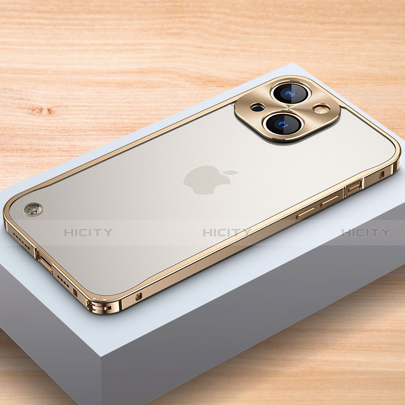 Apple iPhone 14用ケース 高級感 手触り良い アルミメタル 製の金属製 バンパー カバー A04 アップル ゴールド