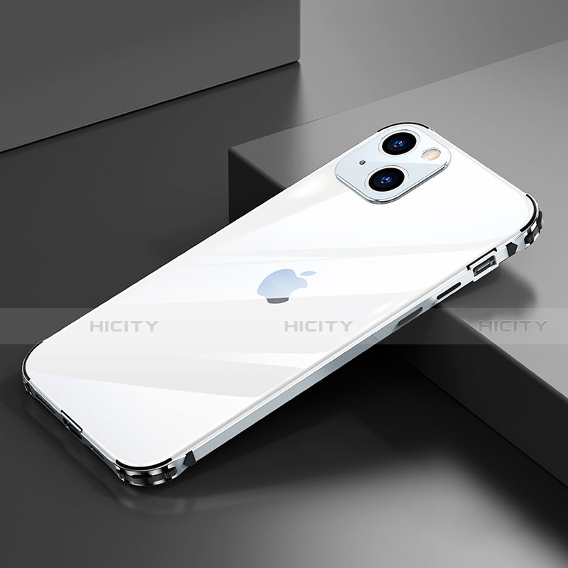 Apple iPhone 14用ケース 高級感 手触り良い アルミメタル 製の金属製 バンパー カバー A06 アップル シルバー