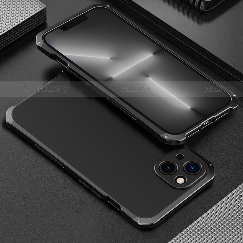Apple iPhone 14用360度 フルカバー ケース 高級感 手触り良い アルミメタル 製の金属製 アップル ブラック