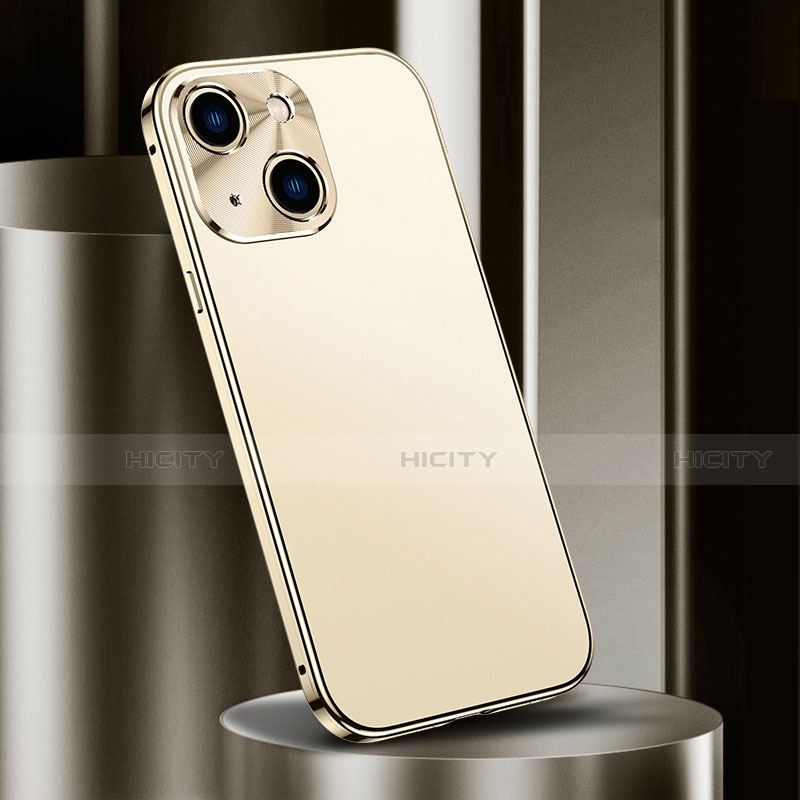 Apple iPhone 14用ケース 高級感 手触り良い アルミメタル 製の金属製 カバー M02 アップル ゴールド