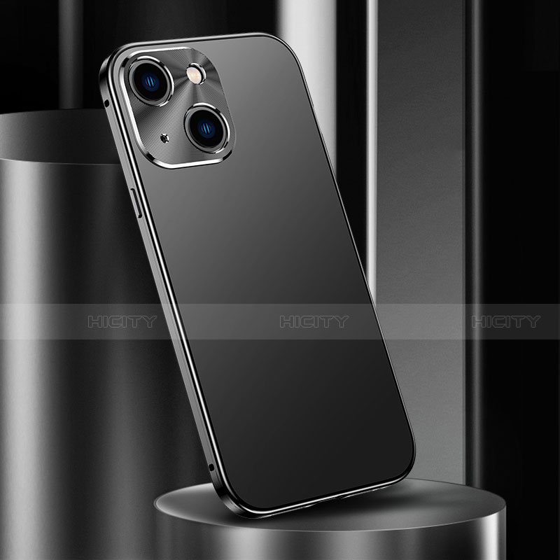 Apple iPhone 14用ケース 高級感 手触り良い アルミメタル 製の金属製 カバー M02 アップル ブラック