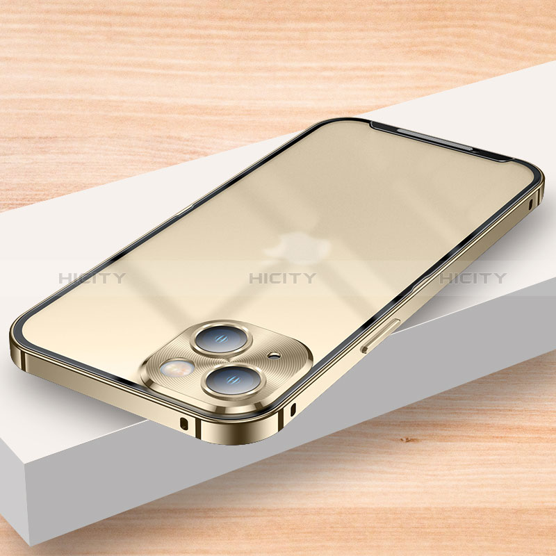 Apple iPhone 14用ケース 高級感 手触り良い メタル兼プラスチック バンパー LK2 アップル ゴールド